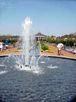 View at the end of the Canal Garden to the Visitor Pavilion.