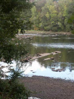 Exposed rocks of the Pee Dee River bed due to a drought.