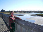 Ruth on the bridge boardwalk after we went church.