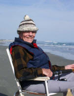 Daddy loves to fish. Myrtle Beach in the background.