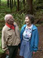 Daddy and Mother enjoy hiking by groves of red alder, which enrich soil by fixing nitrogen in their root nodules. Red alder, the area's most common deciduous tree (losing its leaves every year), is often mistaken for birch.