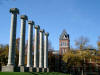 MU: The Columns, from the Academic Hall which burned in 1892, and the Engineering Complex