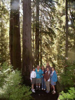 Ruth, Jay, Anita, Amber & Tim, and Mother enjoying a hike through the Quinault Rain Forest's illustrious and imposing ancient forest stands on Lake Quinault's northwest shore.