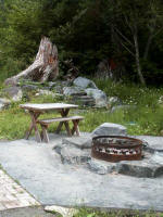 Super picnic spot, with a fire pit and cascading fountain near the hot tub we enjoyed lounging in every evening.