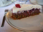 My mouth-watering portion of Elfriede's homemade southern German dessert, a scrumptious form of Schwarzwlder Kirschtorte (Black Forest cherry torte).