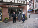 Eugen, Gertrud, and Ruth by the cobblestone streets of downtown Wissembourg. The name Wissembourg, a Franconized version of the German Weienburg (Weissenburg), means "white castle".