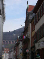 At the pedestrian zone end, just past Hotel zum Ritter (knight with plumed helmet silhouette, top right), a path leads up to the Heidelberg castle, one of the worlds most famous, dating from the 14th century. 