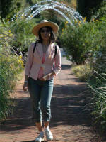 Thu Oanh enjoying an autumn stroll in the Allee' Garden.